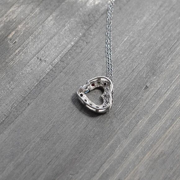 Sterling Silver Small Heart Pendant Necklace Box Chain 16" Multicolor Crystals - Picture 4 of 8